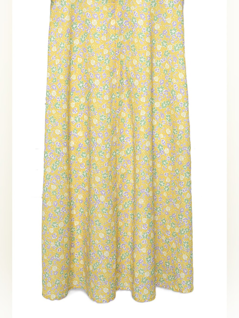 Anthropologie OPT enata Yellow Floral Flutter Sleeve High Slit Midi Dress Sz S - Picture 10 of 12